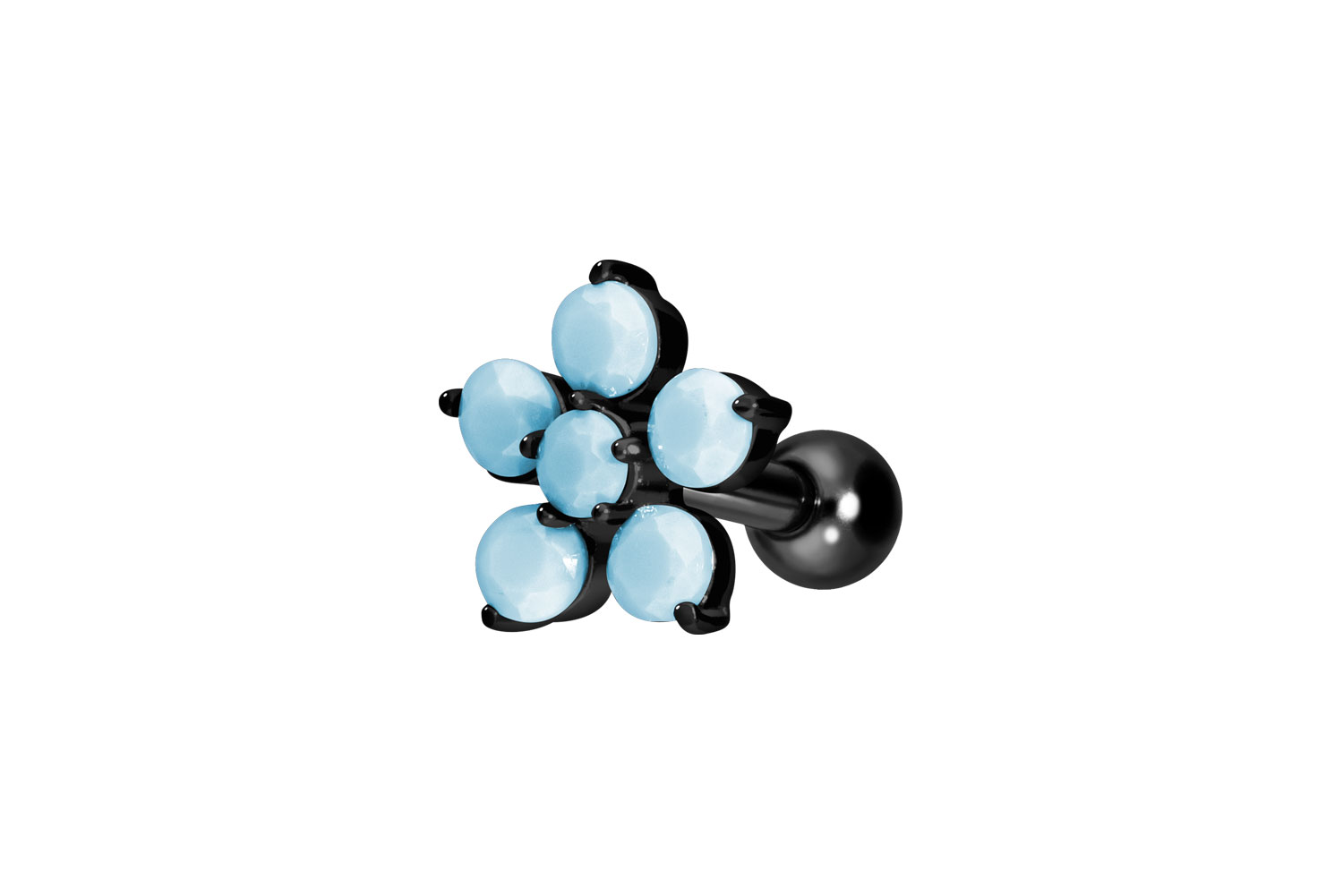 Titan Ohrpiercing mit Innengewinde BLUME + SYNTHETISCHE TÜRKISE